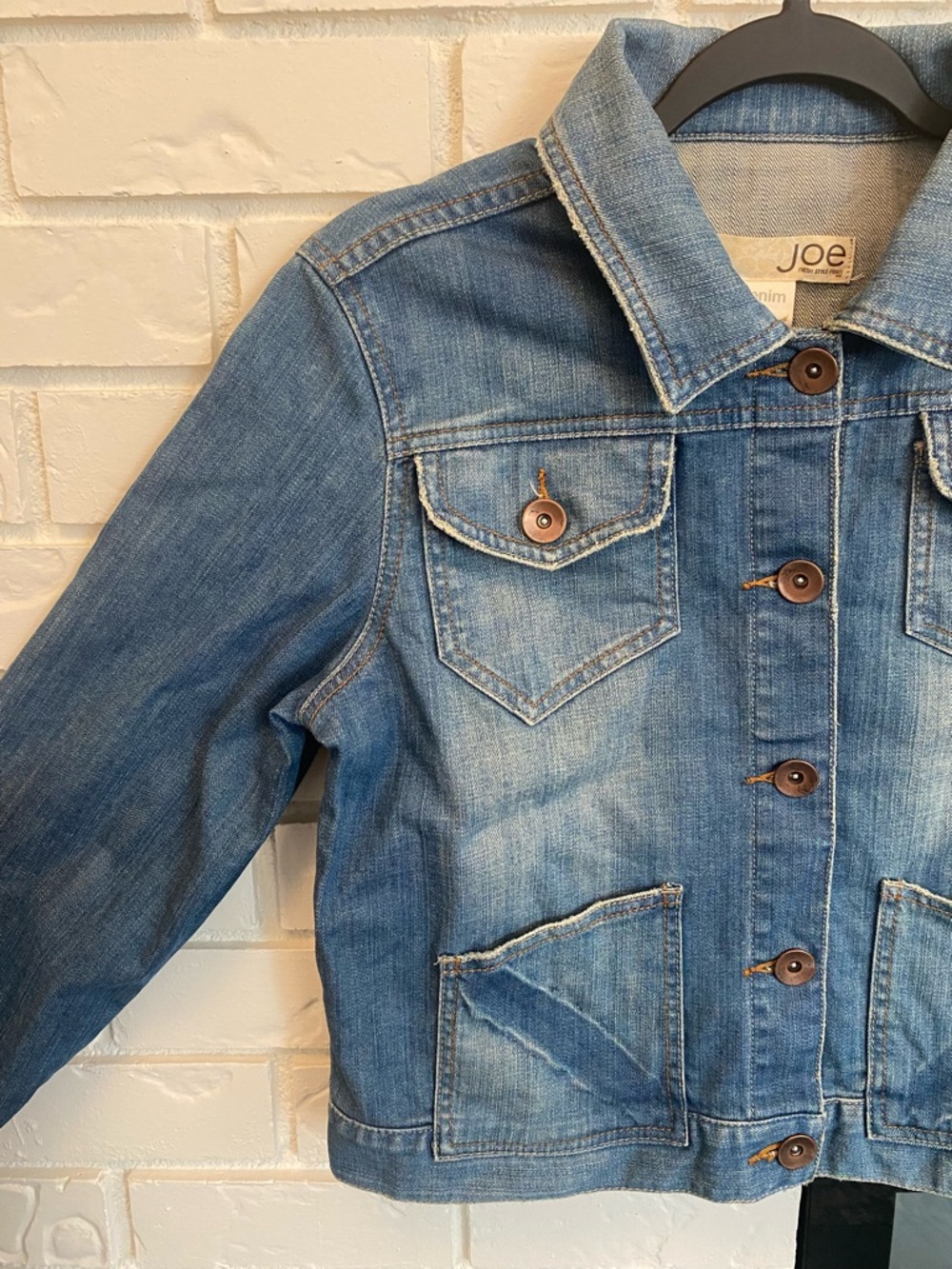 Joe Fresh Size L Light Wash Distressed Denim Jacket Super Cute - Picture 3 of 10